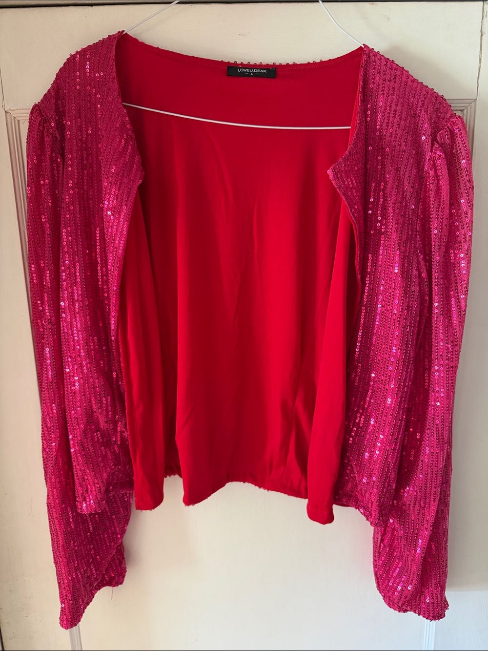 Fuchsia Sequin Open Cardigan - Women's